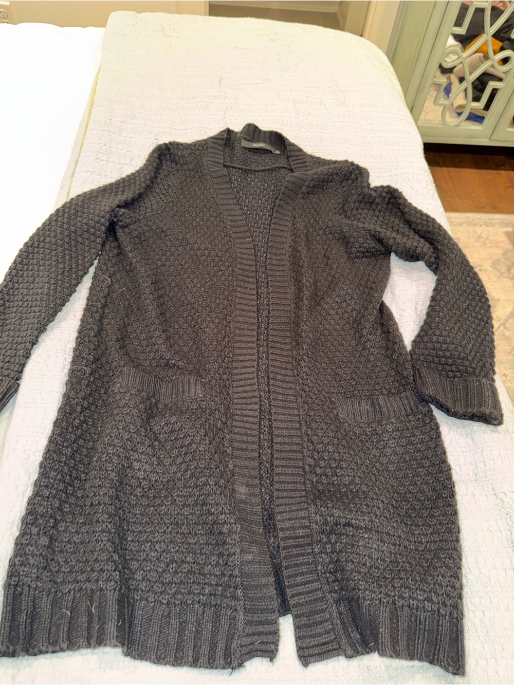 Vero Moda Black Open-Front Chunky Knit Cardigan